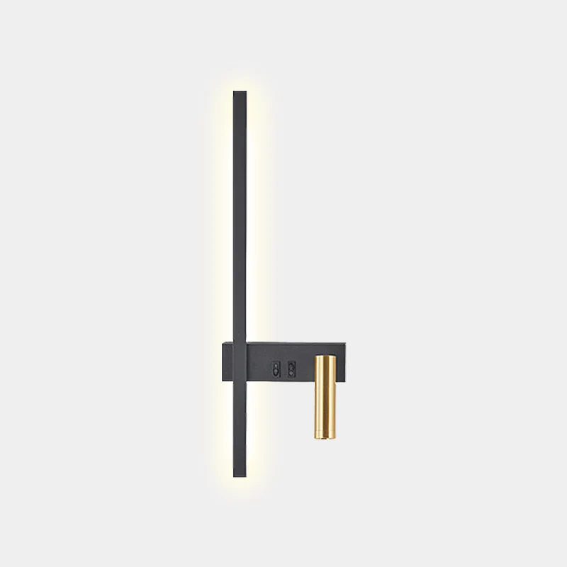Wall Sconce Spotlight LED Modern Vertical, Black & Gold