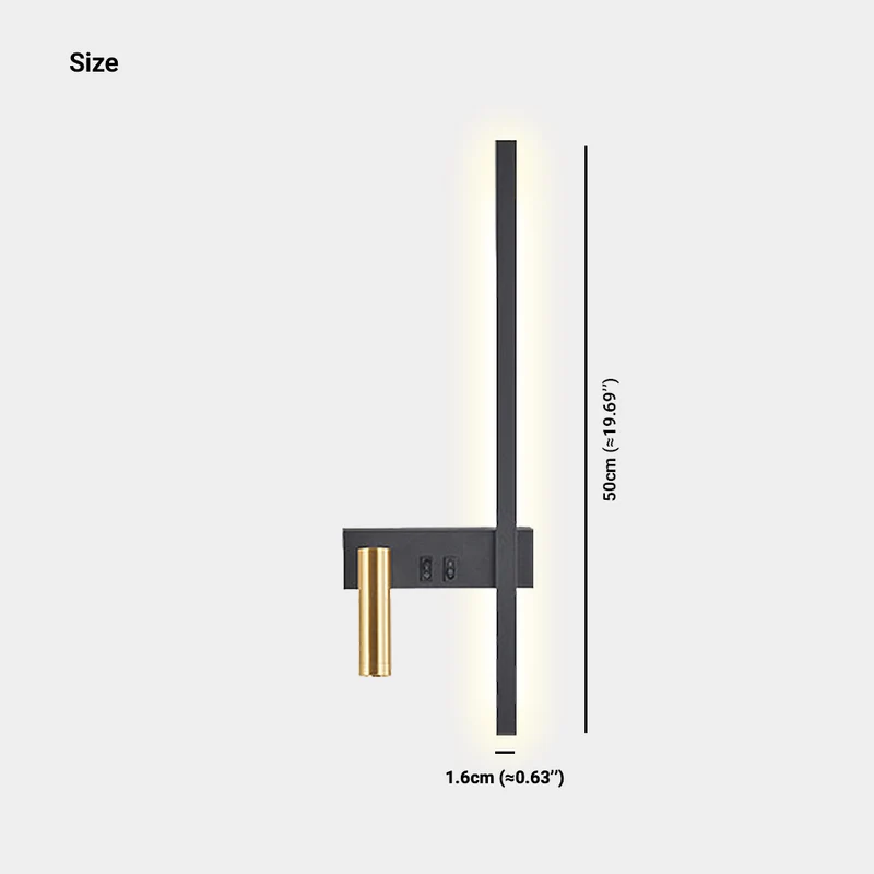 Wall Sconce Spotlight LED Modern Vertical, Black & Gold