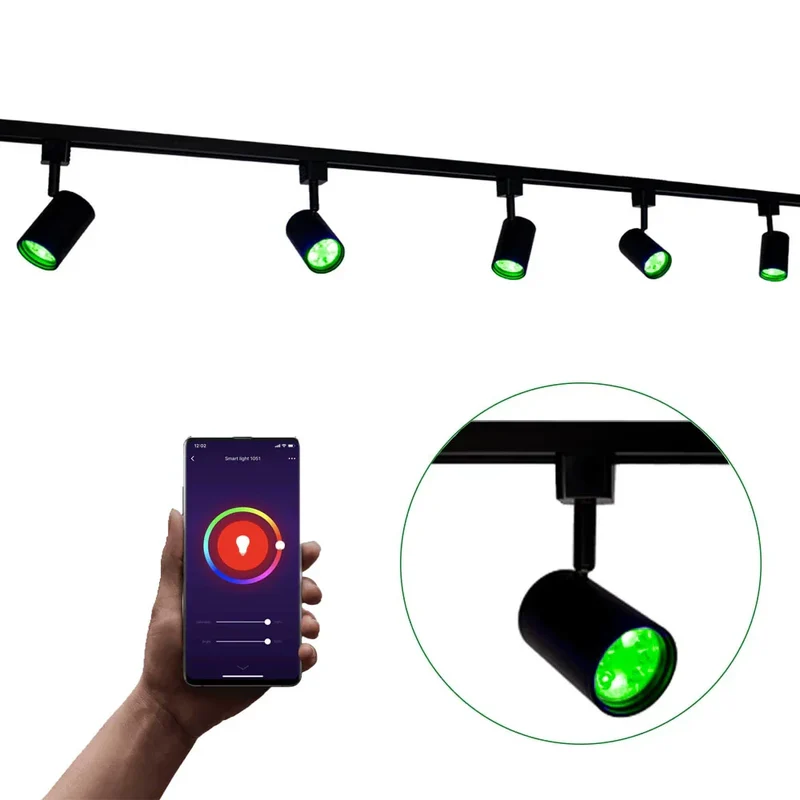 Smart TUYA - Schienensystem 1-phasig | Schwarz | 3 Meter | WLAN | inkl. 5x WiFi GU10 Spots