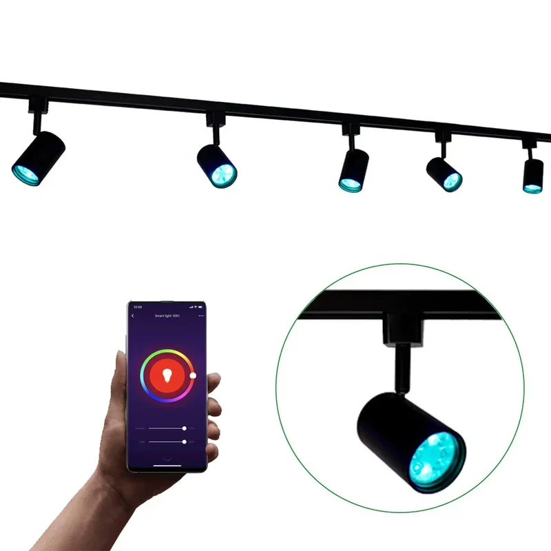 Smart TUYA - Schienensystem 1-phasig | Schwarz | 3 Meter | WLAN | inkl. 5x WiFi GU10 Spots