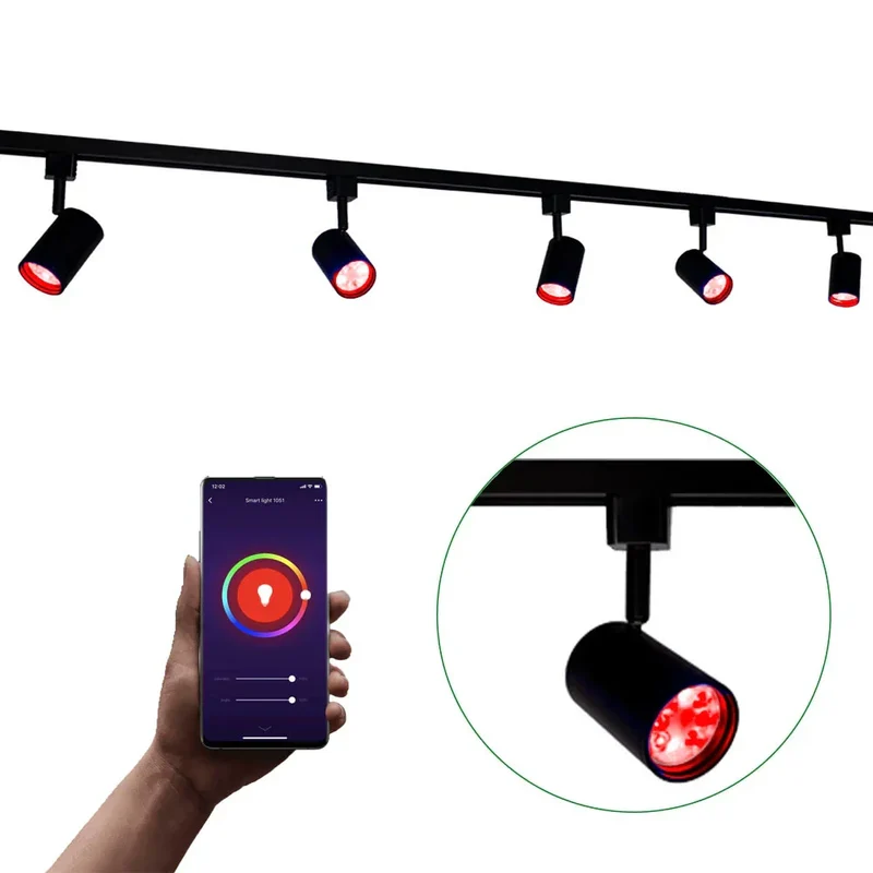 Smart TUYA - Schienensystem 1-phasig | Schwarz | 3 Meter | WLAN | inkl. 5x WiFi GU10 Spots