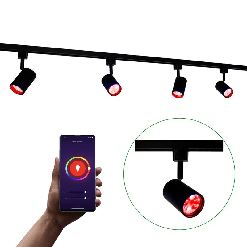 Smart TUYA - Schienensystem 1-phasig | Schwarz | 2 Meter | WLAN | inkl. 4x WiFi GU10 Spots
