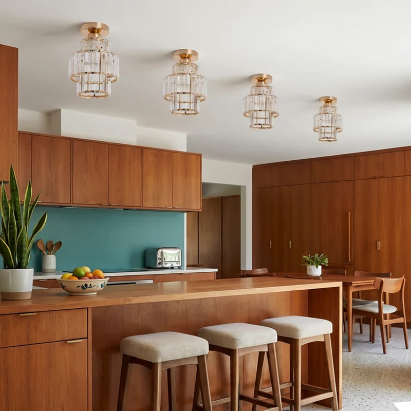 Goldene Kristall-Deckenleuchte für Schlafzimmer – Célestiner