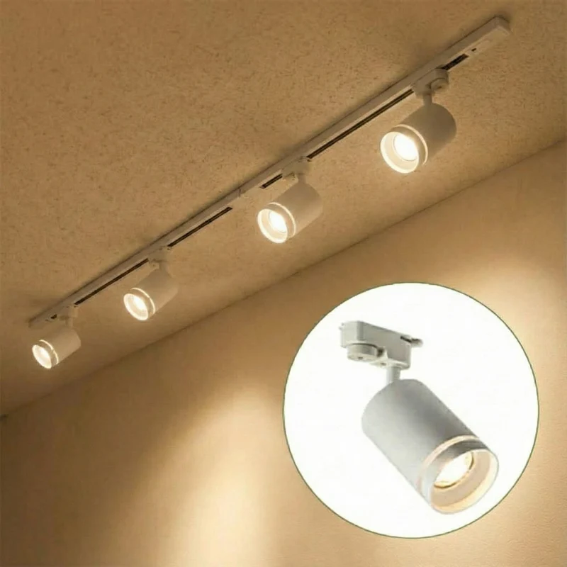 LED 1-Phasen-Schienen | Weiß mit Ring | 2 Meter | Inklusive 4 Schienenspots