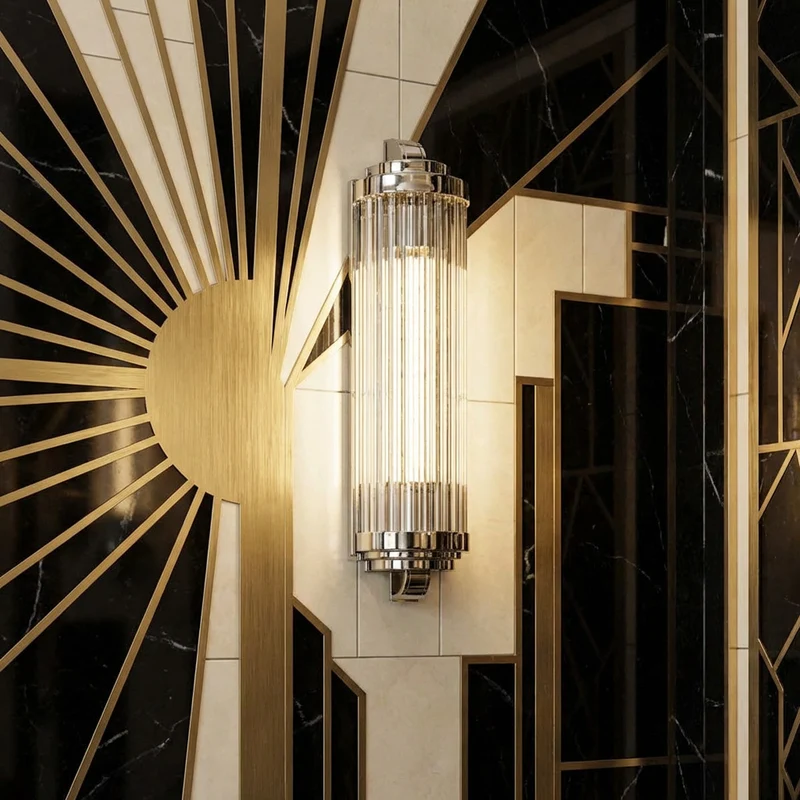 Art Deco Wandlampe B, Opalglas