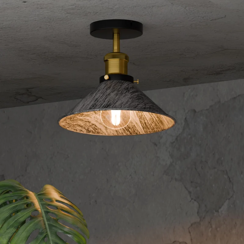 LEDSONE Industrie Deckenlampe Vintage Metall-Schirm E27 ~3733