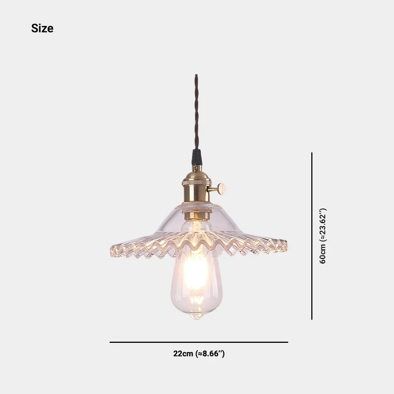 Pendant Light Vintage Clear Glass, Single Head