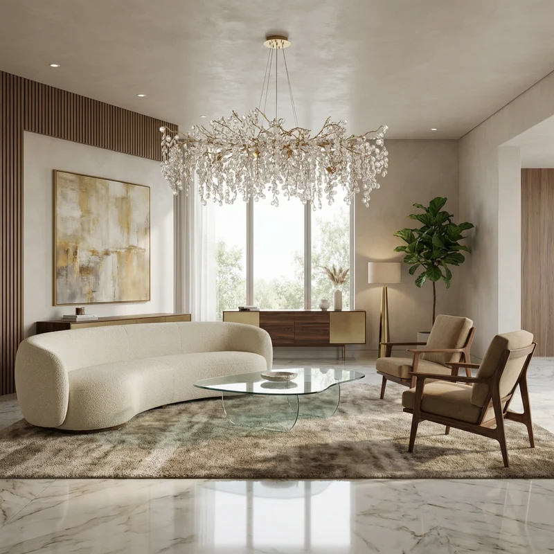 Moderner Kristall-Kronleuchter für Esszimmer – Crystalline