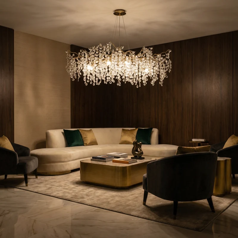 Moderner Kristall-Kronleuchter für Esszimmer – Crystalline