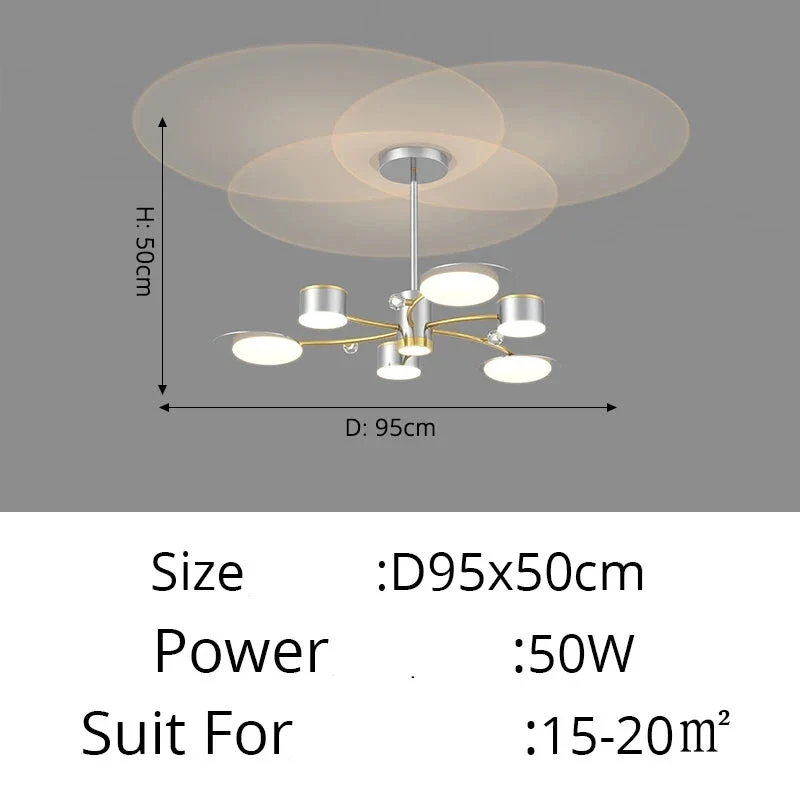 Moderner LED-Kronleuchter aus goldenem Aluminium für Wohnzimmer – Alumorio