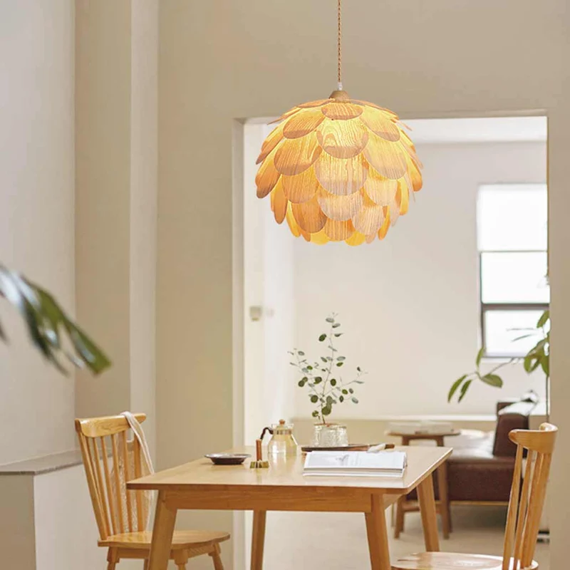 Pendant Light Decorative Handmade Wooden Pinecone