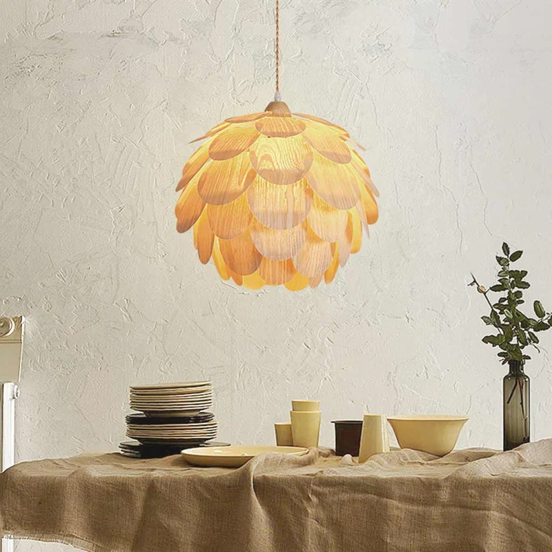 Pendant Light Decorative Handmade Wooden Pinecone