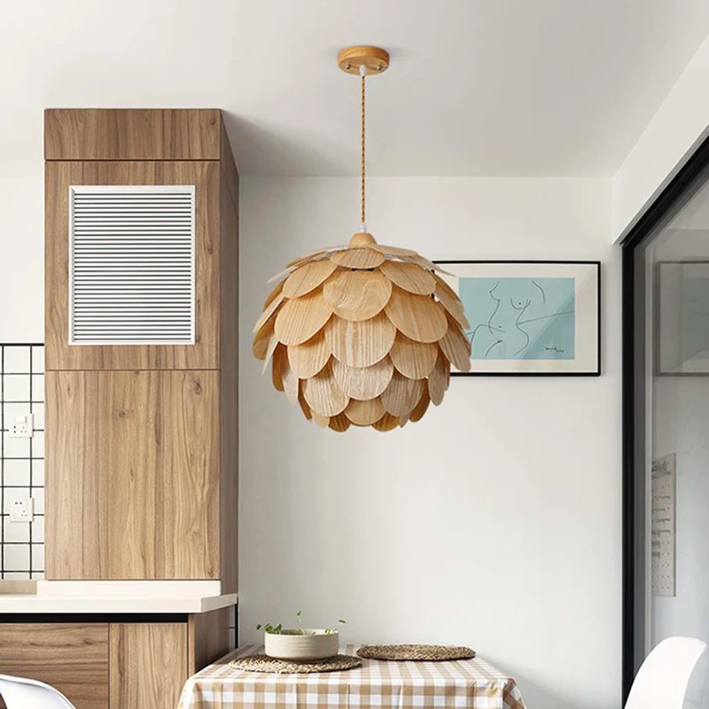 Pendant Light Decorative Handmade Wooden Pinecone