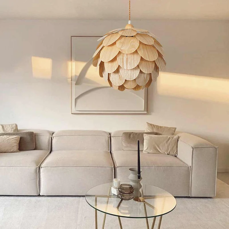 Pendant Light Decorative Handmade Wooden Pinecone