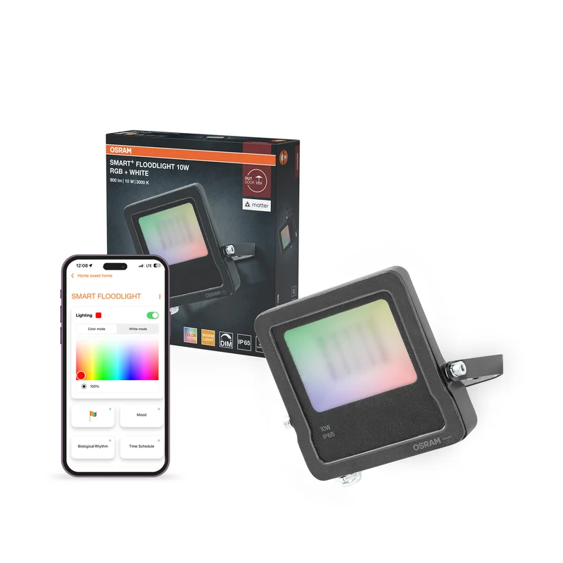 OSRAM SMART+ MATTER Floodlight LED-Fluter, 10W, 900lm, RGBW 16 Mio. Farben, 3000K, WiFi, Matter, Alexa/Google, IP65