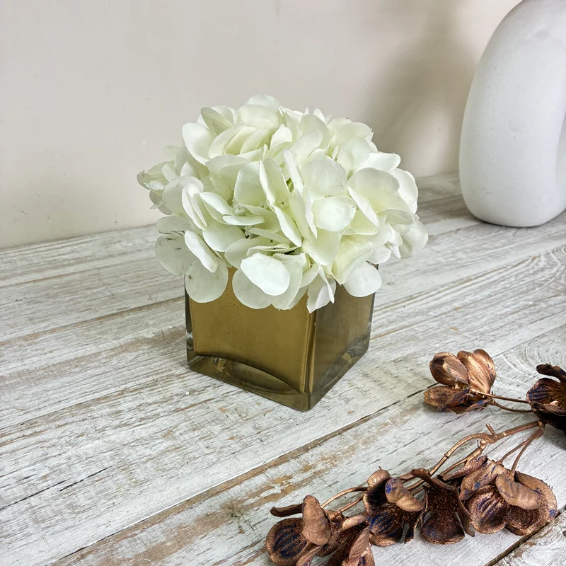 Würfelvase Blumentopf Pflanzentopf Windlicht Gold Metallisch Vase Gebraucht
