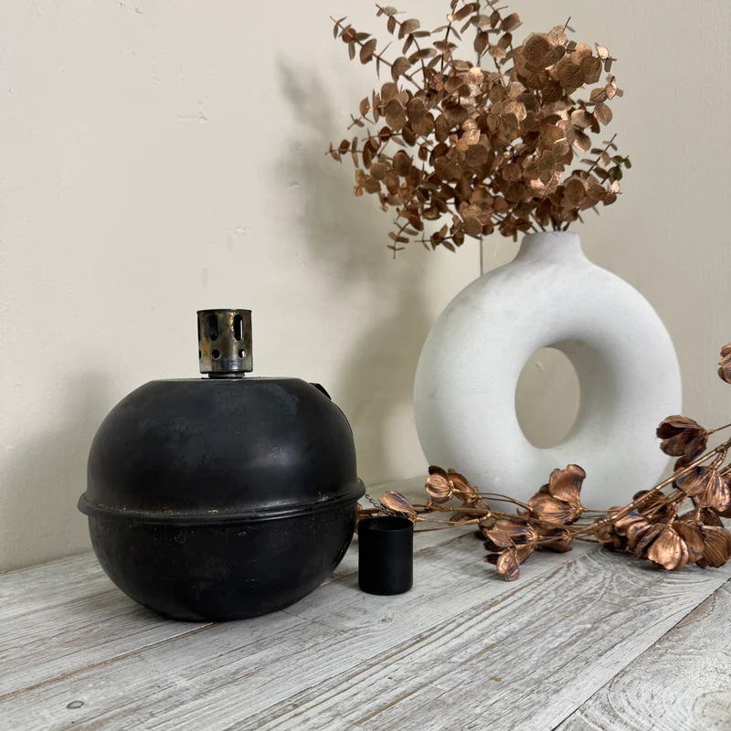 Öllampe Ölleuchte Kugel Metall Schwarz Industrie-Look Lampe Gebraucht
