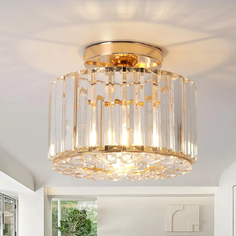 Zeitgenössische Goldene Kristall-Deckenleuchte – Seraphinea