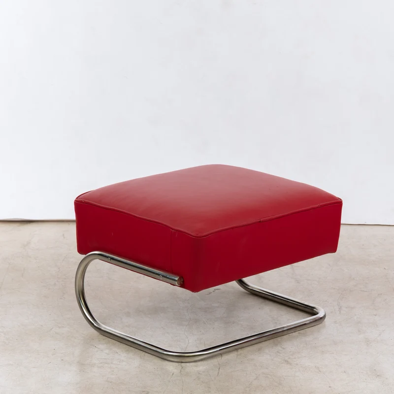 1930er Bauhaus Freischwinger Sessel mit Fußhocker