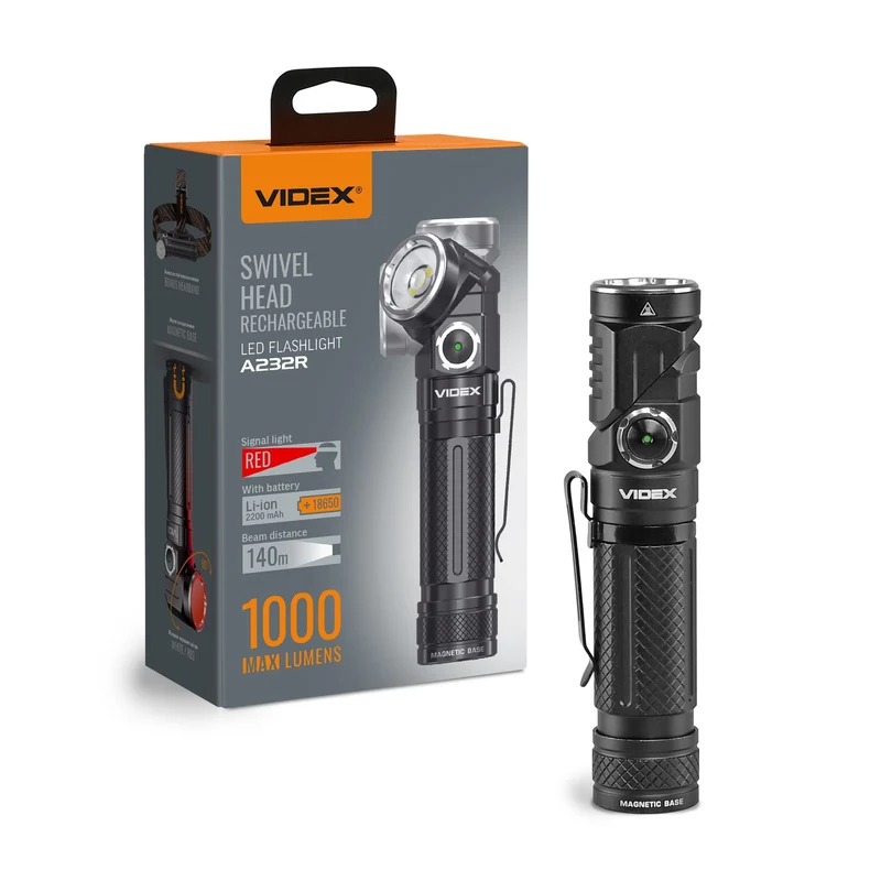 LED-Taschenlampe | Wiederaufladbar | 10 W | 1000 Lumen | 5000 K | IP66 | mit neigbarem Kopf