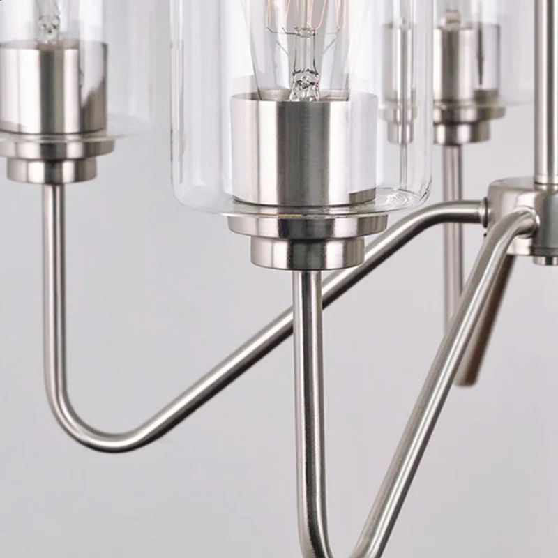 Chandelier Contemporary Iron 5-Light Clear Glass, Nickel / Gold