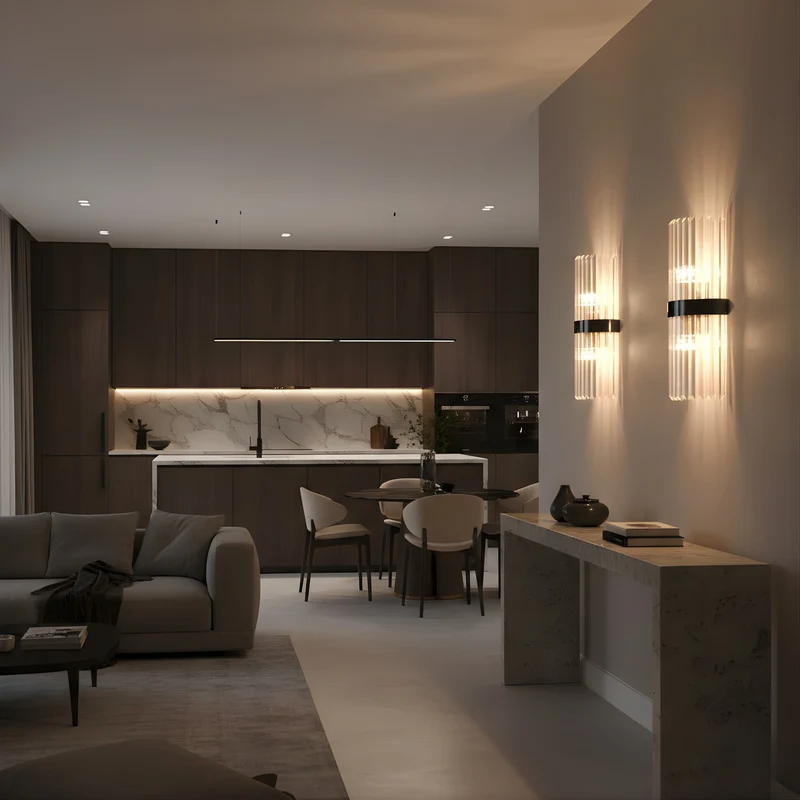 Wandleuchte aus Kristall und Aluminium, zeitgenössisches Design – Glass
