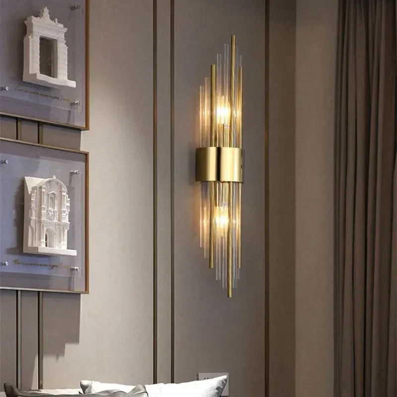 Wandleuchte aus Kristall und Aluminium, zeitgenössisches Design – Glass