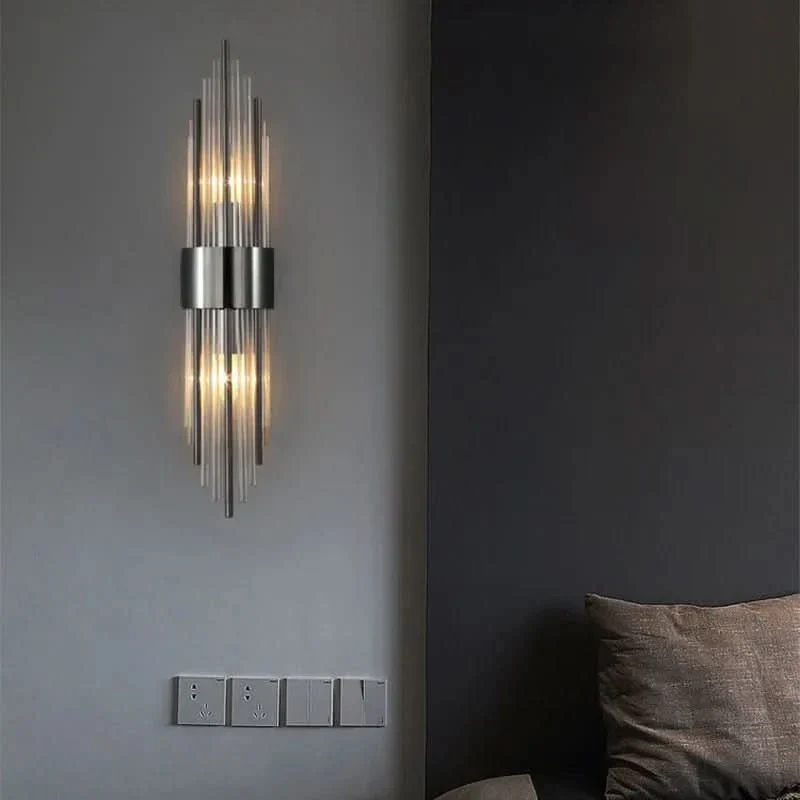 Wandleuchte aus Kristall und Aluminium, zeitgenössisches Design – Glass