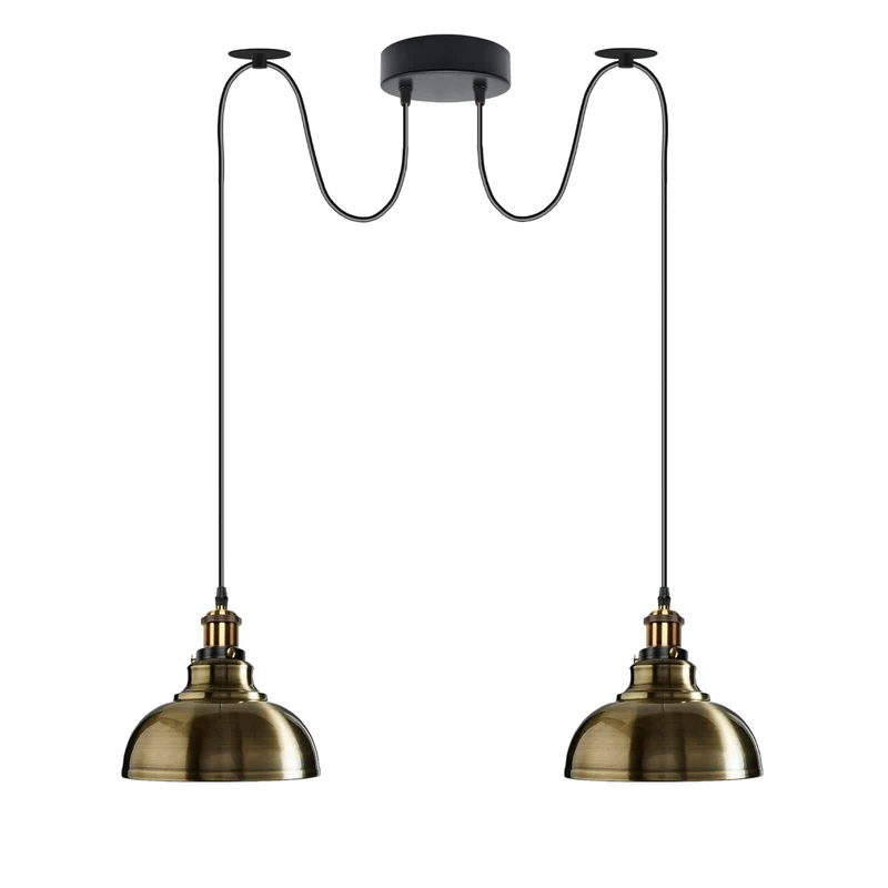 2m moderne industrielle Spinnen-Pendelleuchte 2-flammige Hängelampe E27 ~3794