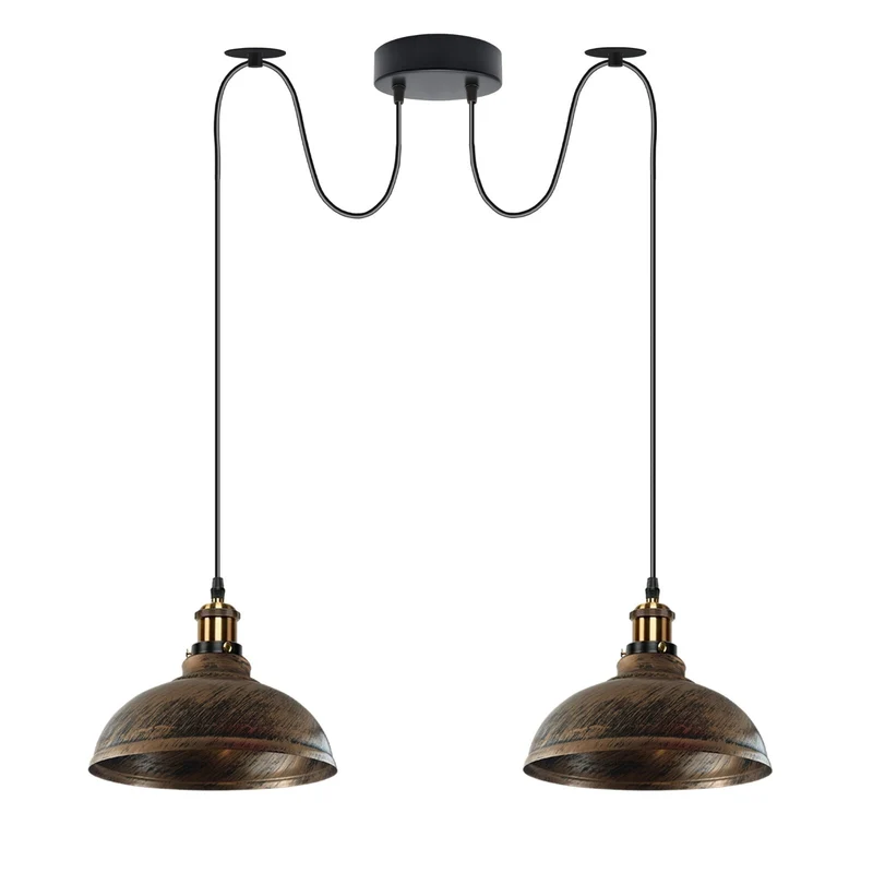 2m moderne industrielle Spinnen-Pendelleuchte 2-flammige Hängelampe E27 ~3794