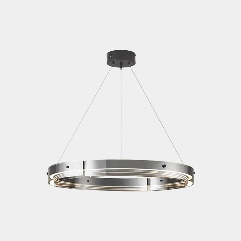 Chandelier Modern Copper Glass Ring LED Dimmable, Black