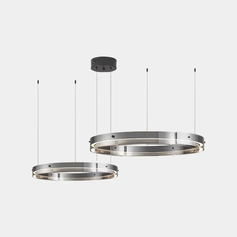 Chandelier Modern Copper Glass Ring LED Dimmable, Black