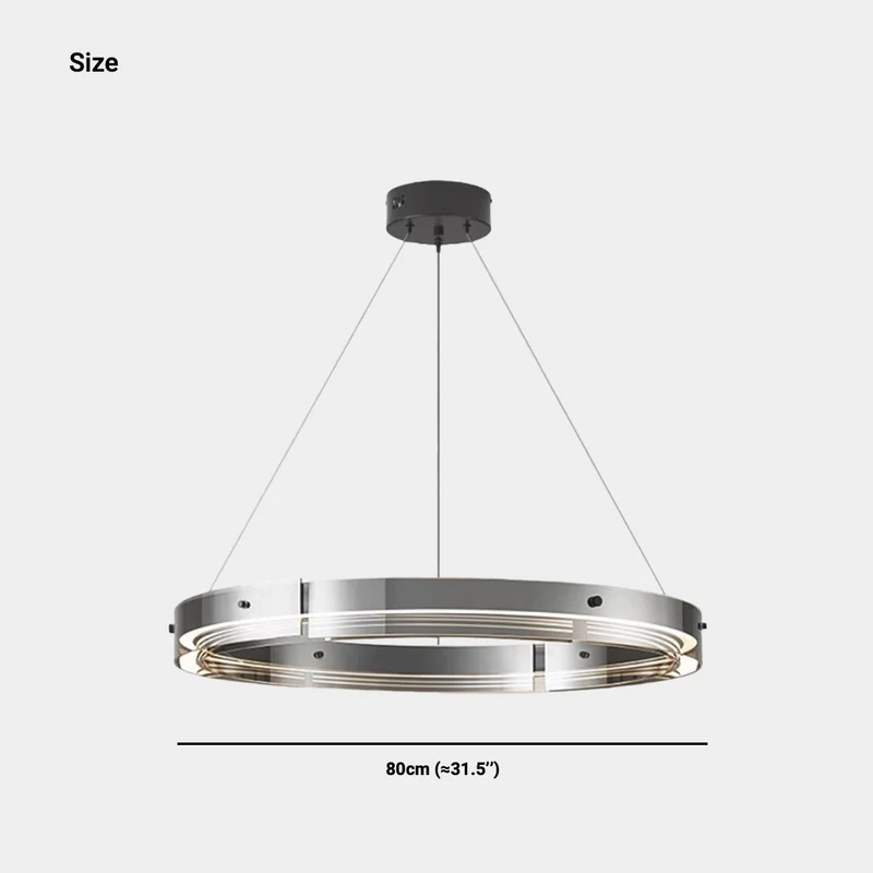 Chandelier Modern Copper Glass Ring LED Dimmable, Black