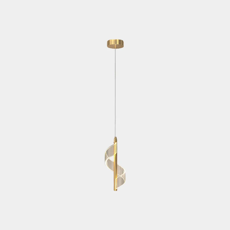 Pendant Light Wavy Spiral Acrylic Shade LED, Black / Gold