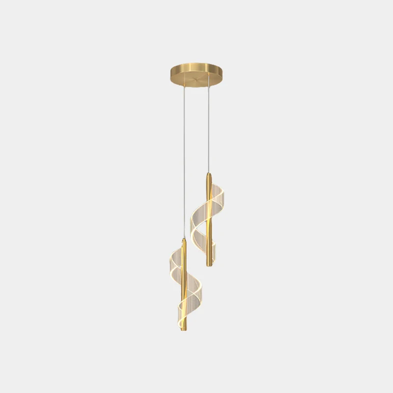 Pendant Light Wavy Spiral Acrylic Shade LED, Black / Gold