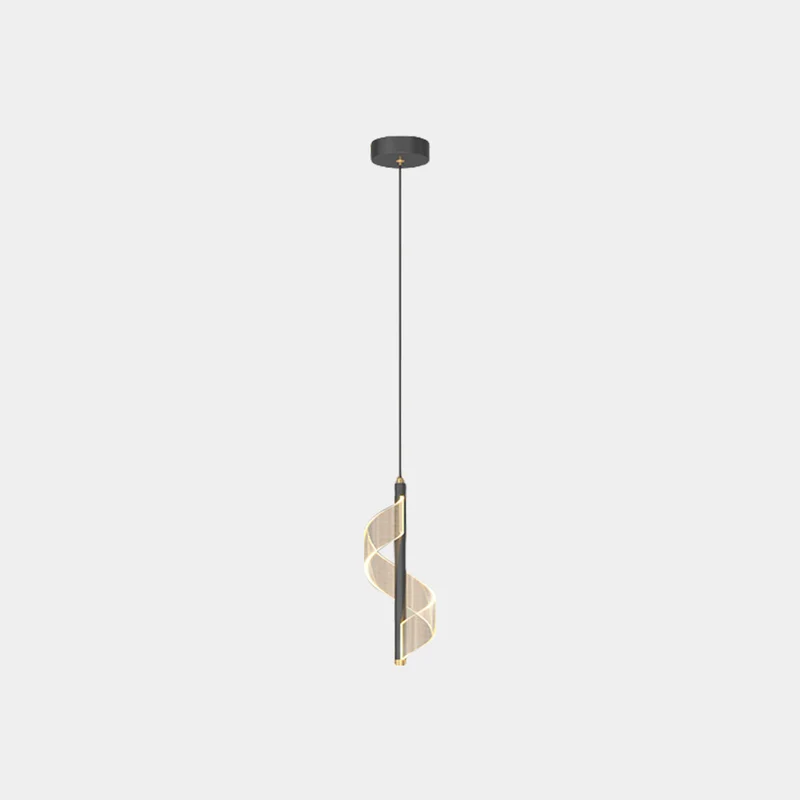 Pendant Light Wavy Spiral Acrylic Shade LED, Black / Gold