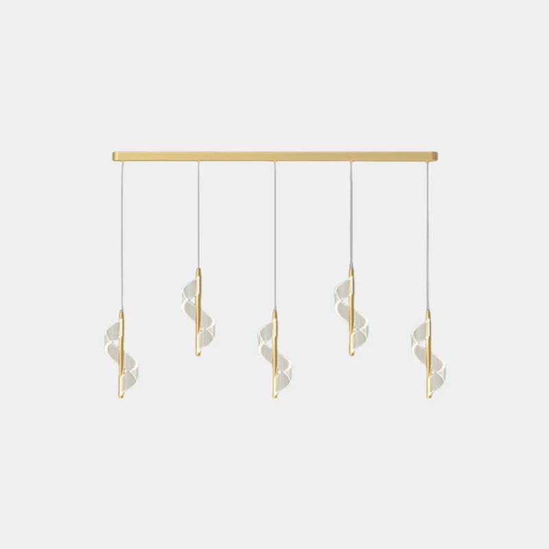Pendant Light Wavy Spiral Acrylic Shade LED, Black / Gold
