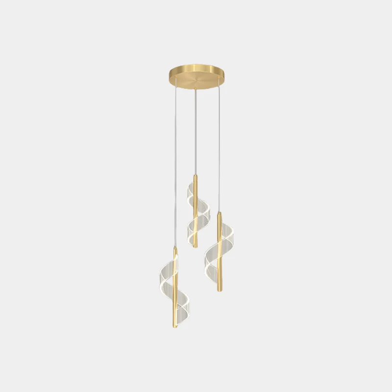 Pendant Light Wavy Spiral Acrylic Shade LED, Black / Gold