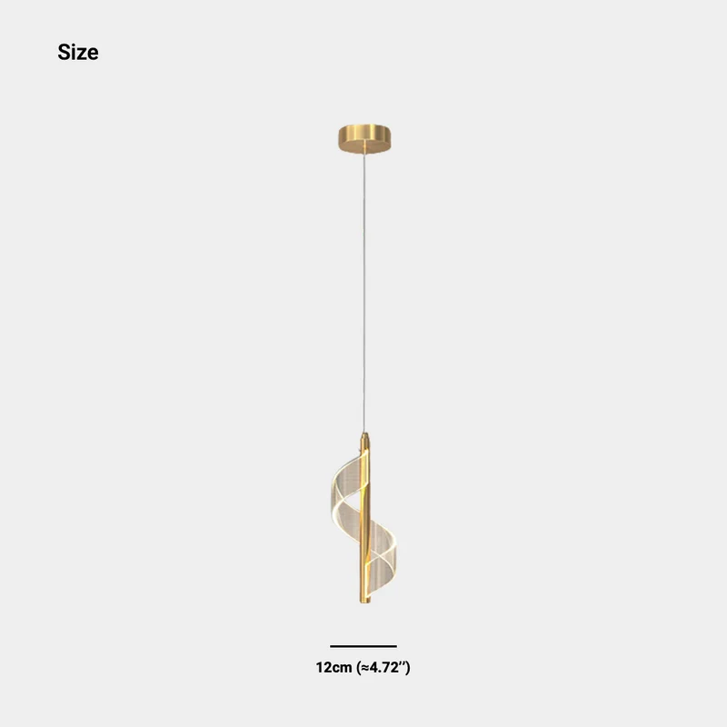 Pendant Light Wavy Spiral Acrylic Shade LED, Black / Gold