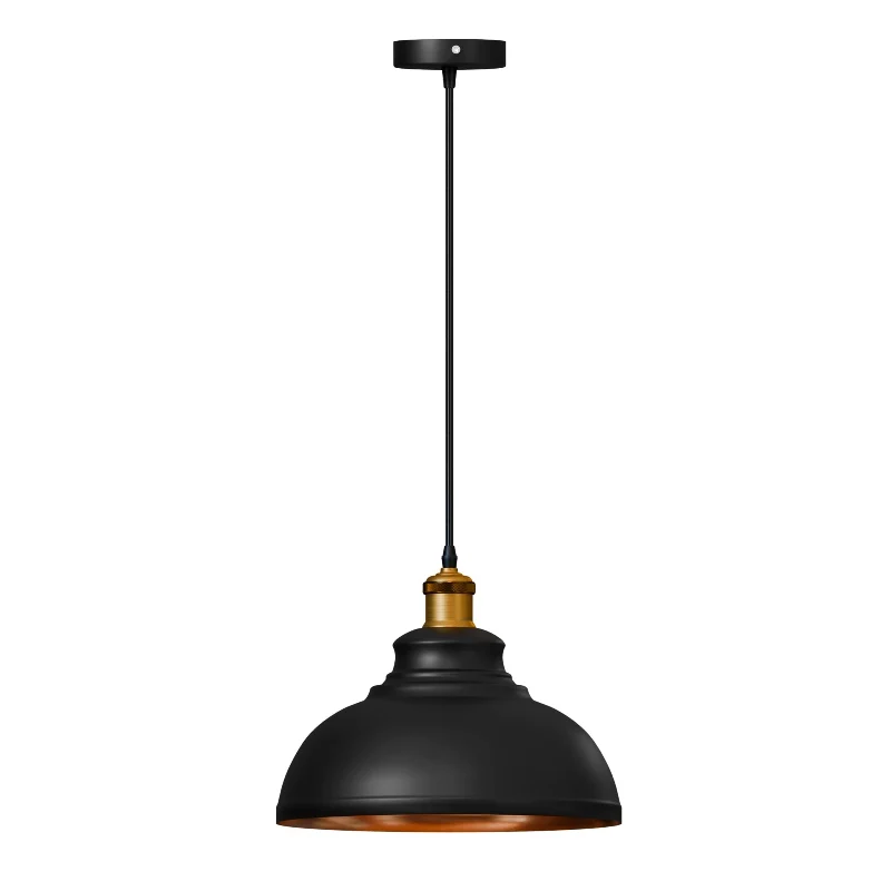 Retro Pendelleuchte E27 Schwarz & Gold Industrial ~3797