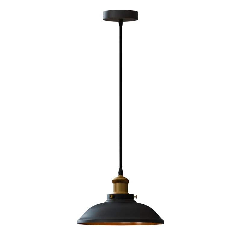 Retro Pendelleuchte E27 Schwarz & Gold Industrial ~3797