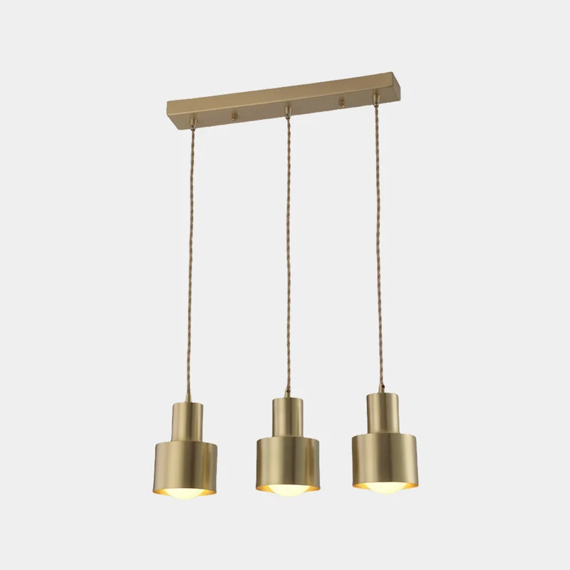 Hanging Light Minimalist Copper Cylinder, Gold