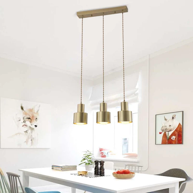 Hanging Light Minimalist Copper Cylinder, Gold