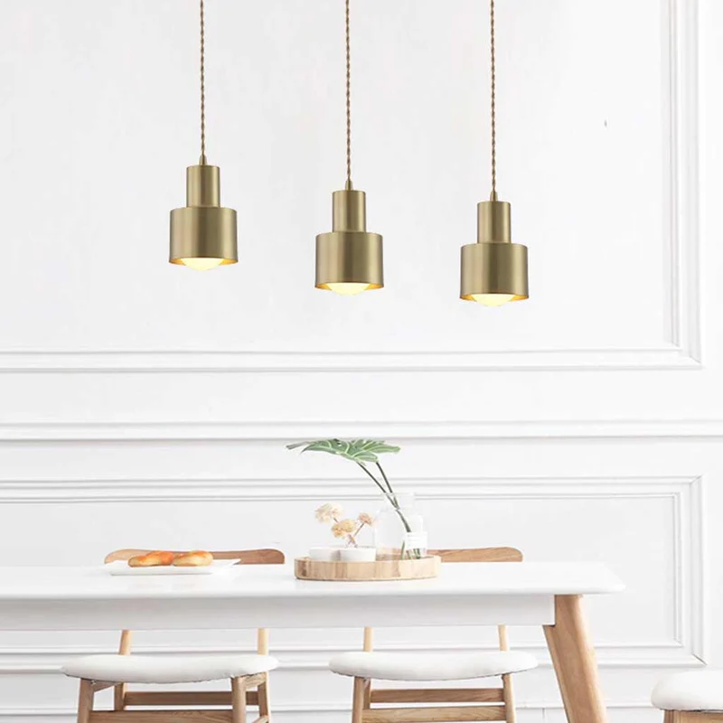Hanging Light Minimalist Copper Cylinder, Gold