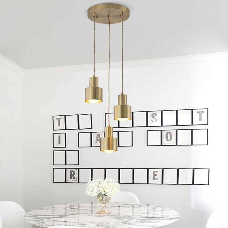 Hanging Light Minimalist Copper Cylinder, Gold