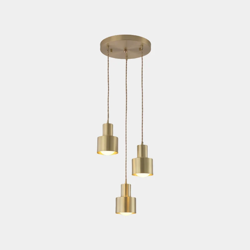 Hanging Light Minimalist Copper Cylinder, Gold