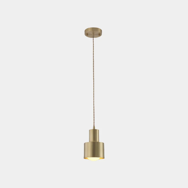 Hanging Light Minimalist Copper Cylinder, Gold