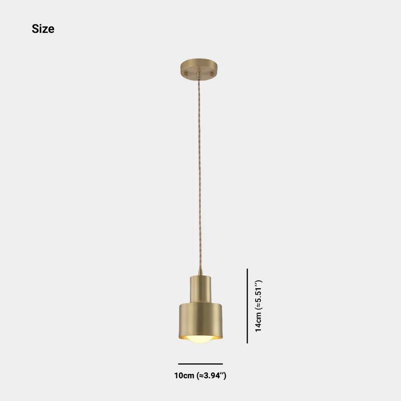 Hanging Light Minimalist Copper Cylinder, Gold