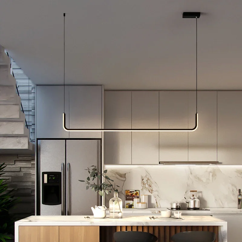 Moderne LED-Hängeleuchte in Schwarz und Gold für Wohnzimmer – Thalion