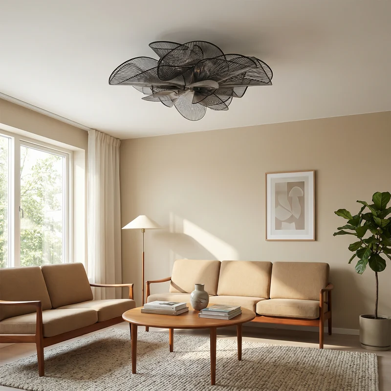 Moderne schwarze Deckenleuchte aus PVC für Schlafzimmer – Noctura